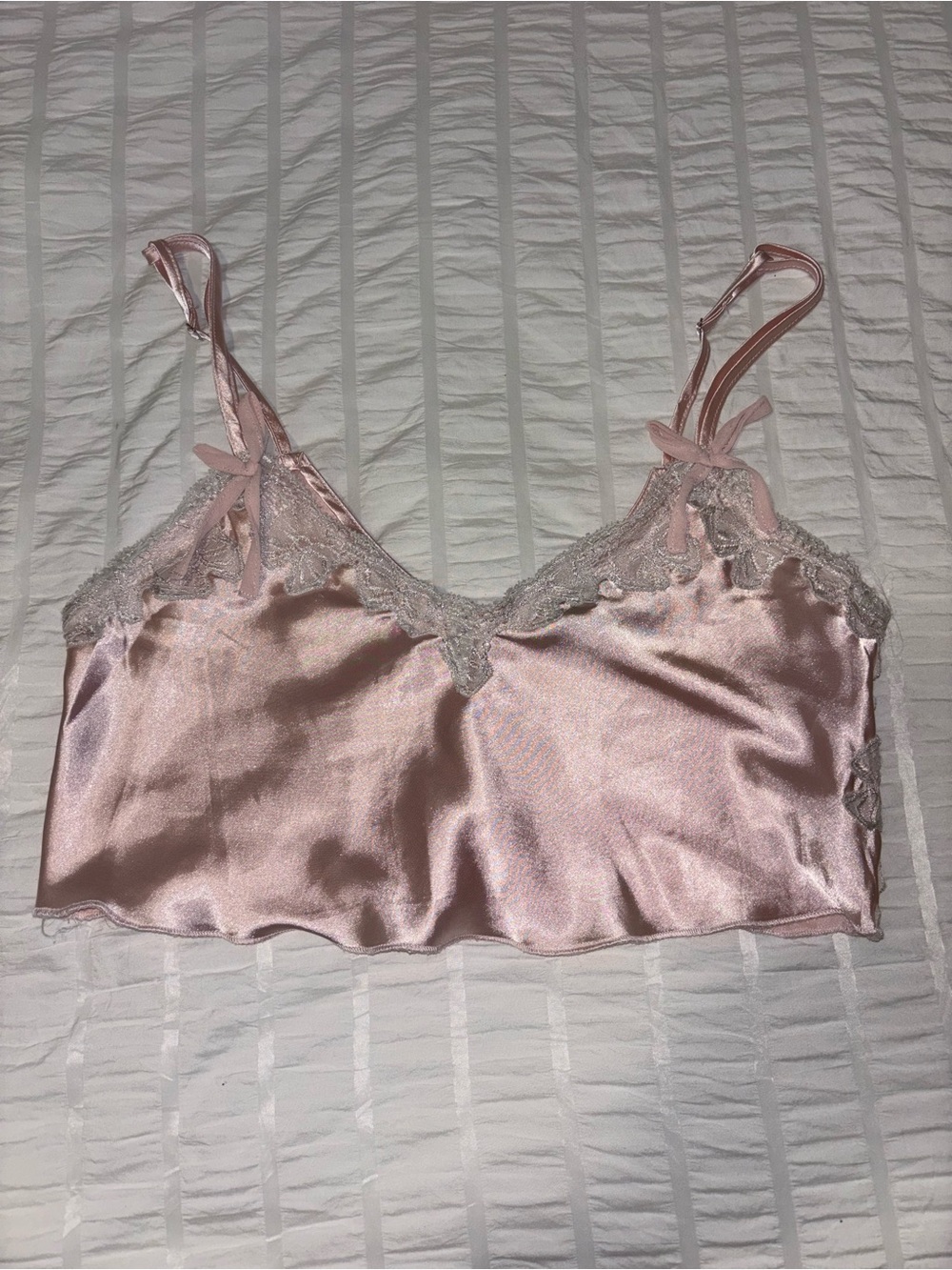 silky pink satin tank